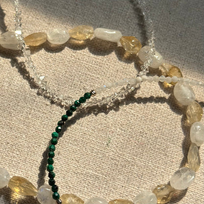 Malachite And Moonstone Beaded Necklace