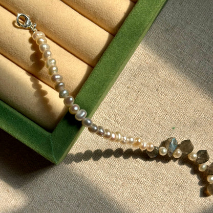 Freshwater Pearl And Labradorite Beaded Necklace