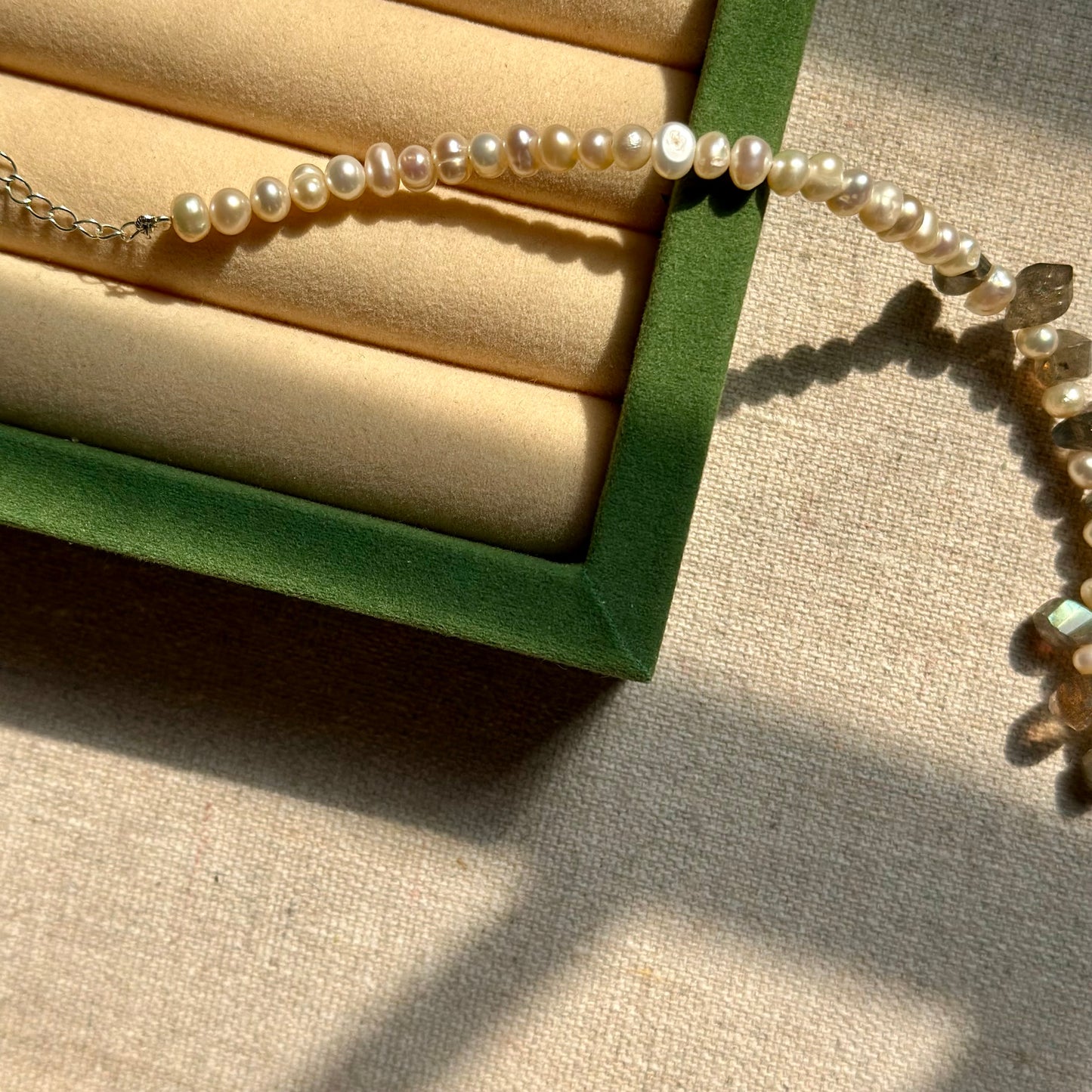 Freshwater Pearl And Labradorite Beaded Necklace