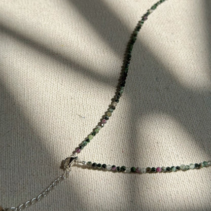 Ruby Zoisite And Freshwater Pearl Beaded Necklace