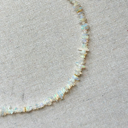 Opal Beaded Front Hoop Toggle Necklace