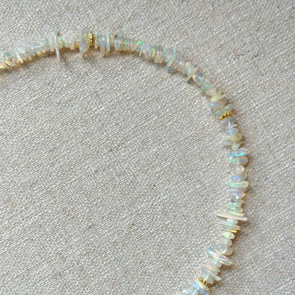 Opal Beaded Front Hoop Toggle Necklace