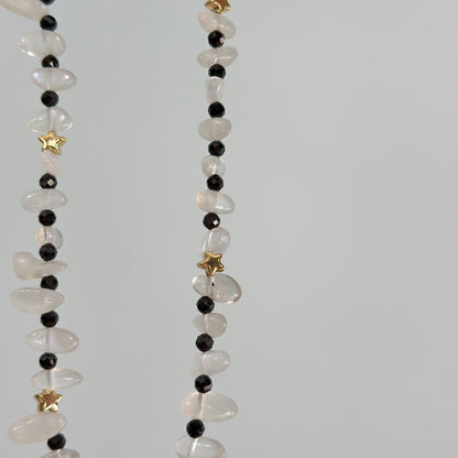 Two-way Moonstone And Black Spinel Beaded Necklace