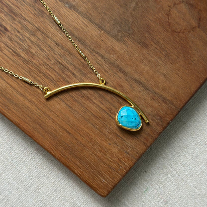 Turquoise Curved Gold-plated Necklace