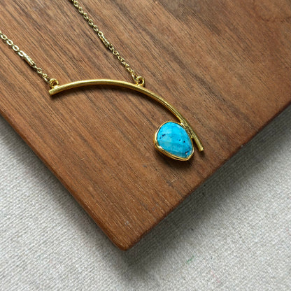 Turquoise Curved Gold-plated Necklace