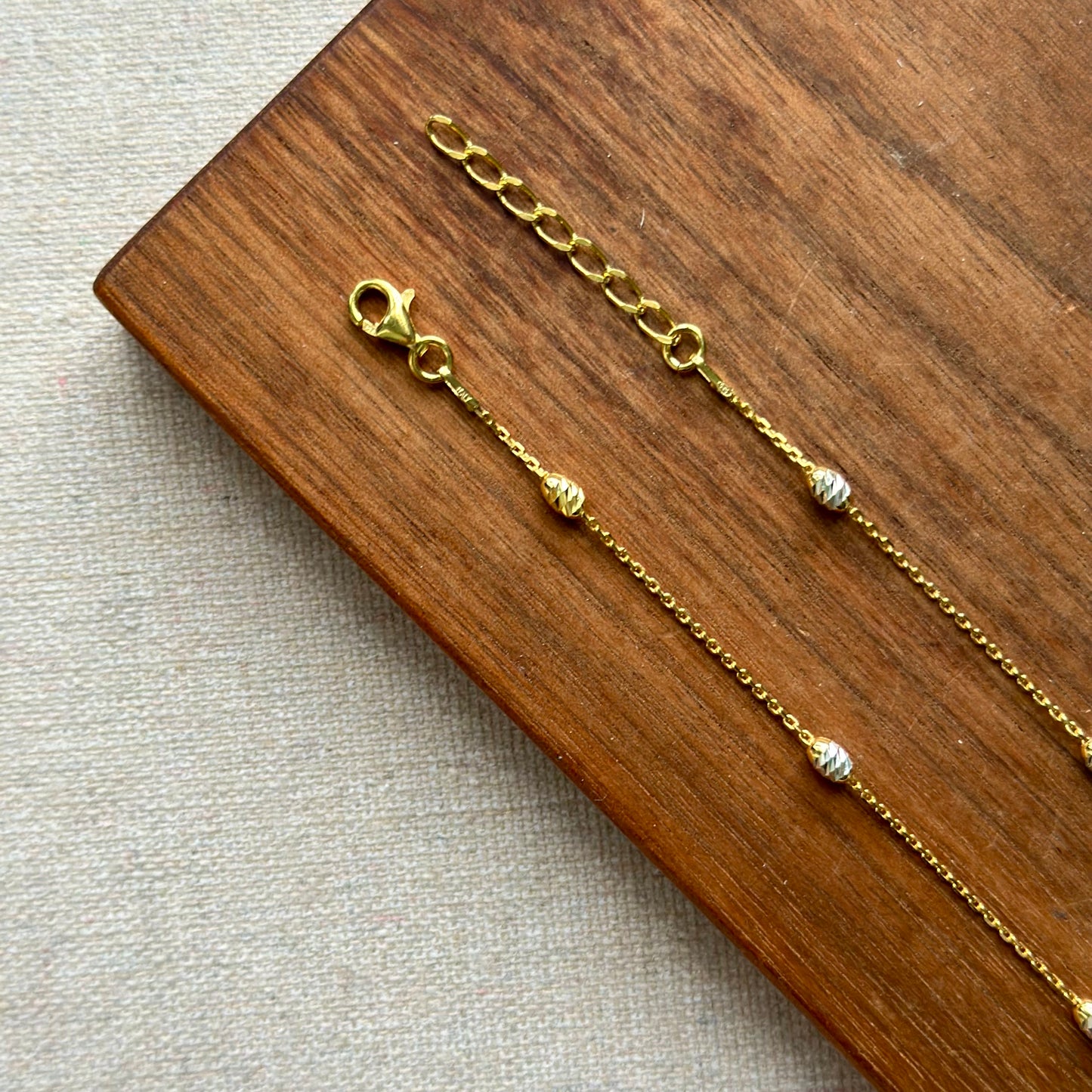 Italian Sterling Silver Two Tone Engraved Bead Necklace