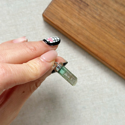 Watermelon Tourmaline Raw Stone Hoop Toggle Sterling Silver Necklace