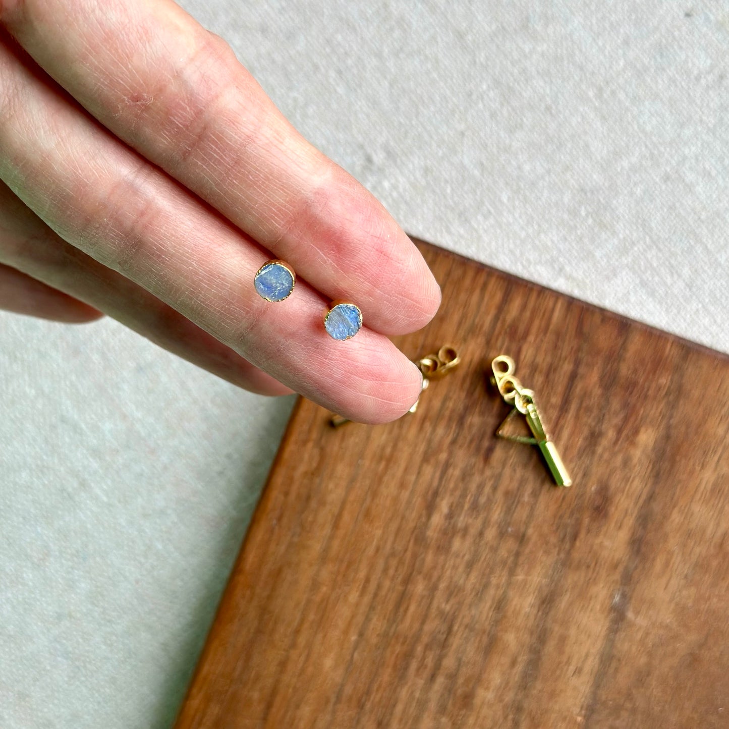 Two-way Moonstone Geometric Dainty Gold-plated Earring