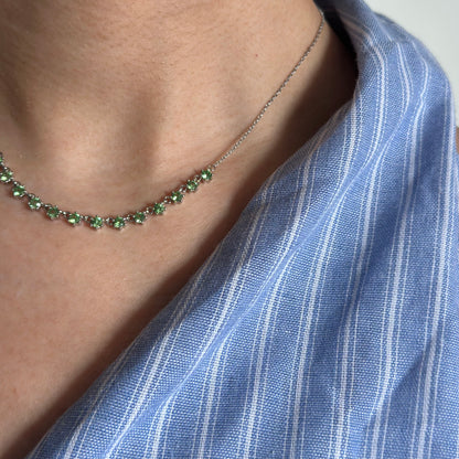 Tsavorite Dangling Sterling Silver Necklace