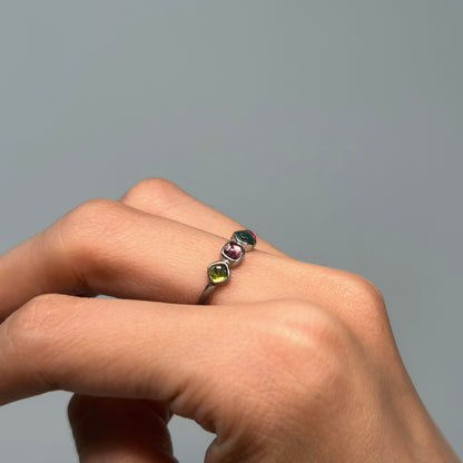 Tourmaline Mix Adjustable Sterling Silver Ring