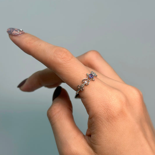 Iolite Adjustable Sterling Silver Ring