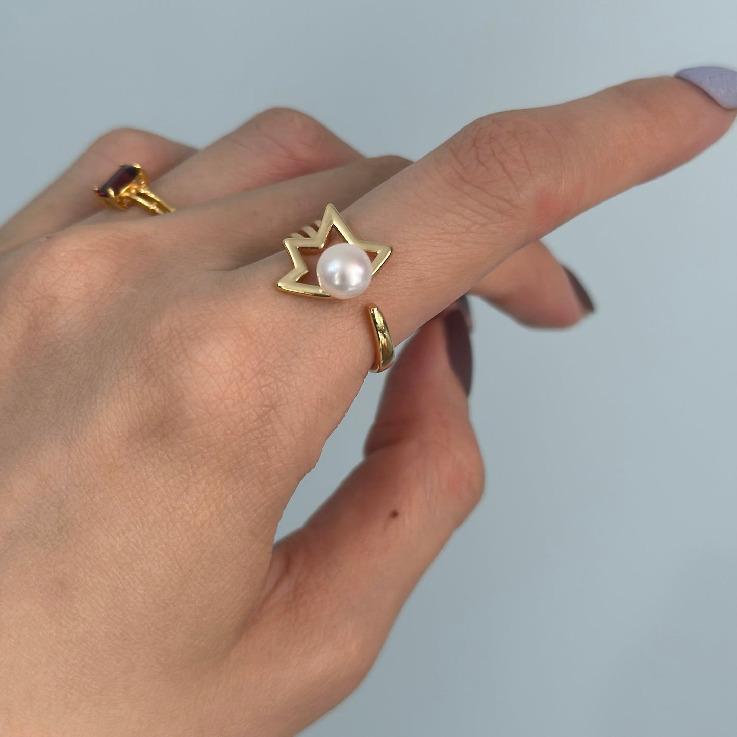 Freshwater Pearl Star Gold-plated Ring