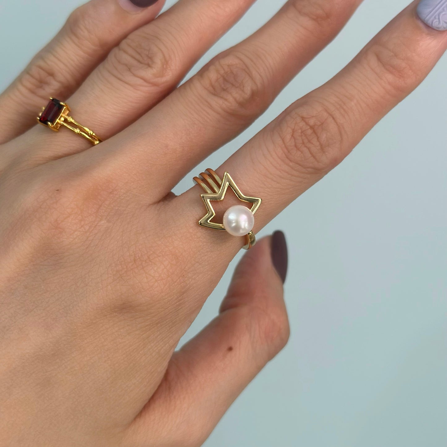 Freshwater Pearl Star Gold-plated Ring