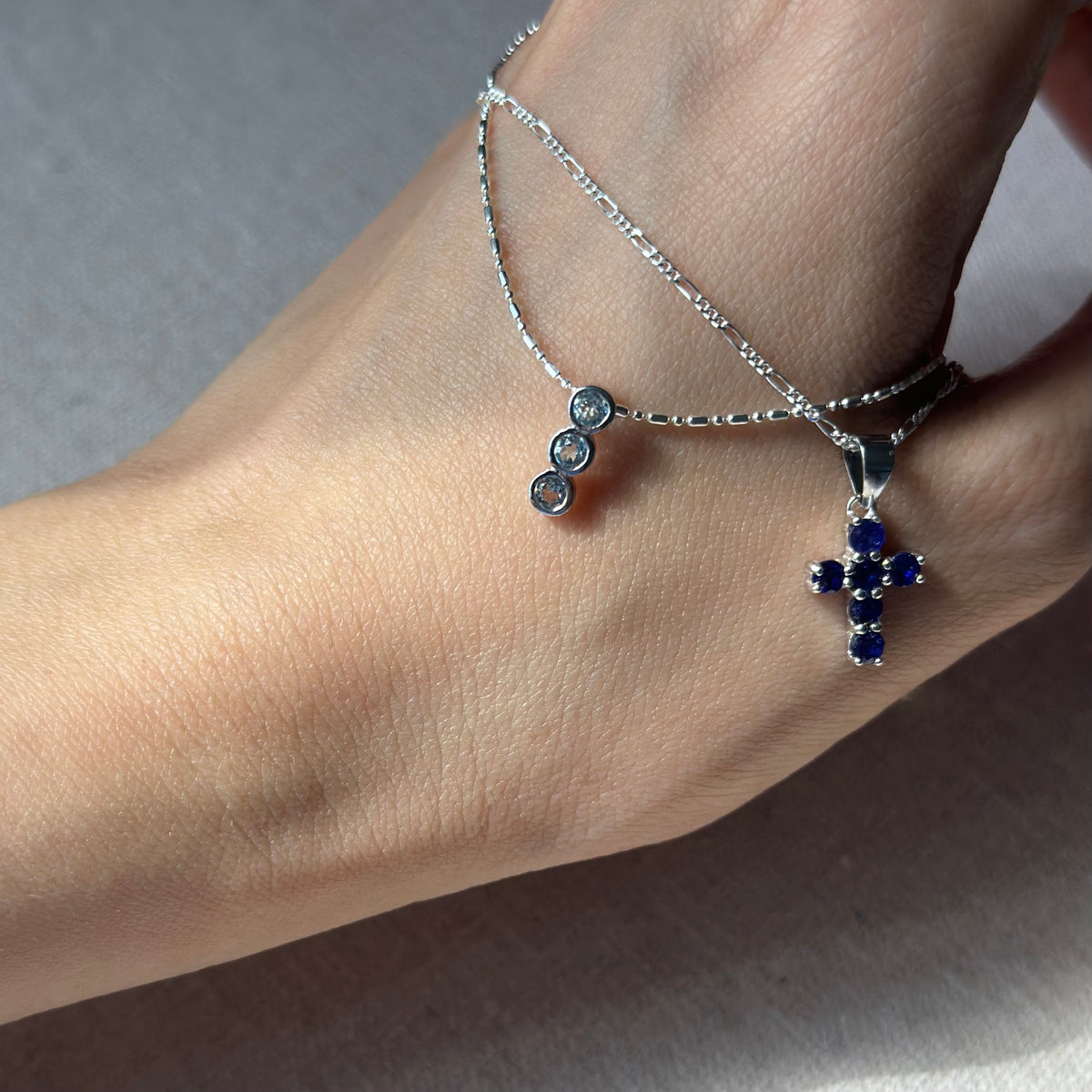 Topaz Bezel Drop Sterling Silver Necklace