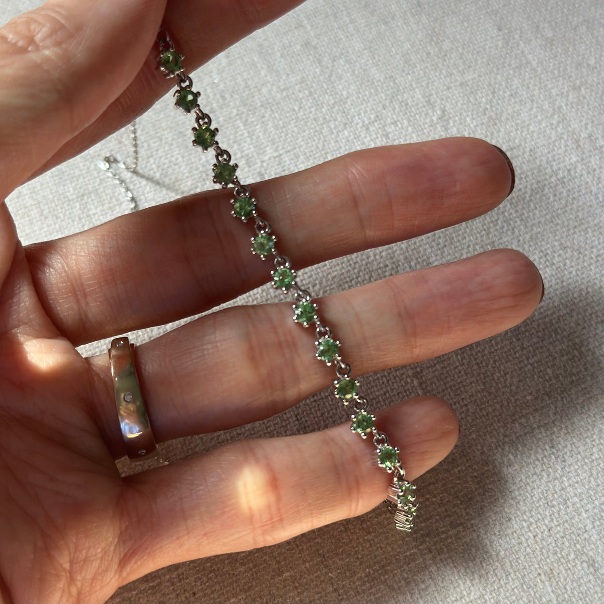 Tsavorite Dangling Sterling Silver Necklace