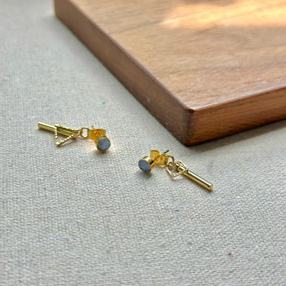 Two-way Moonstone Geometric Dainty Gold-plated Earring