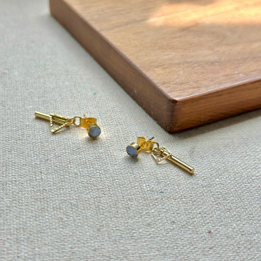 Two-way Moonstone Geometric Dainty Gold-plated Earring