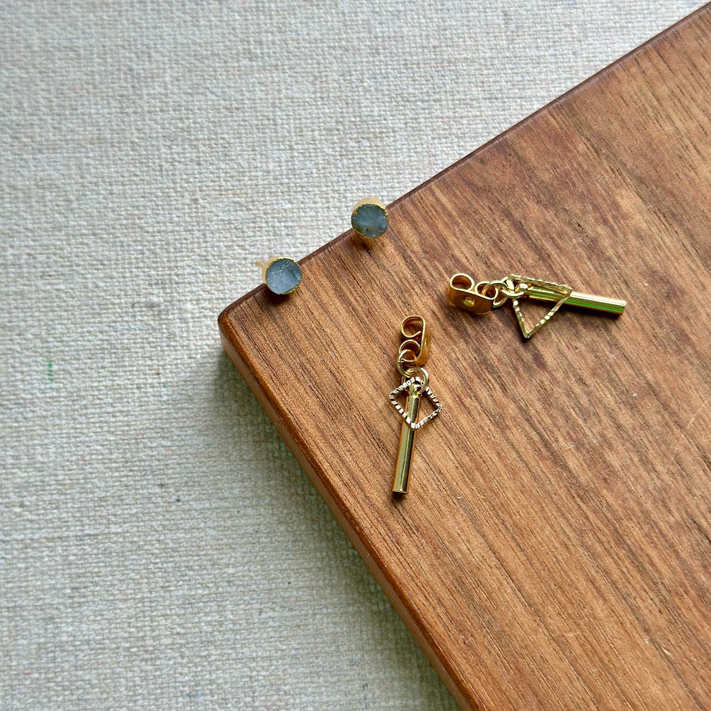Two-way Moonstone Geometric Dainty Gold-plated Earring