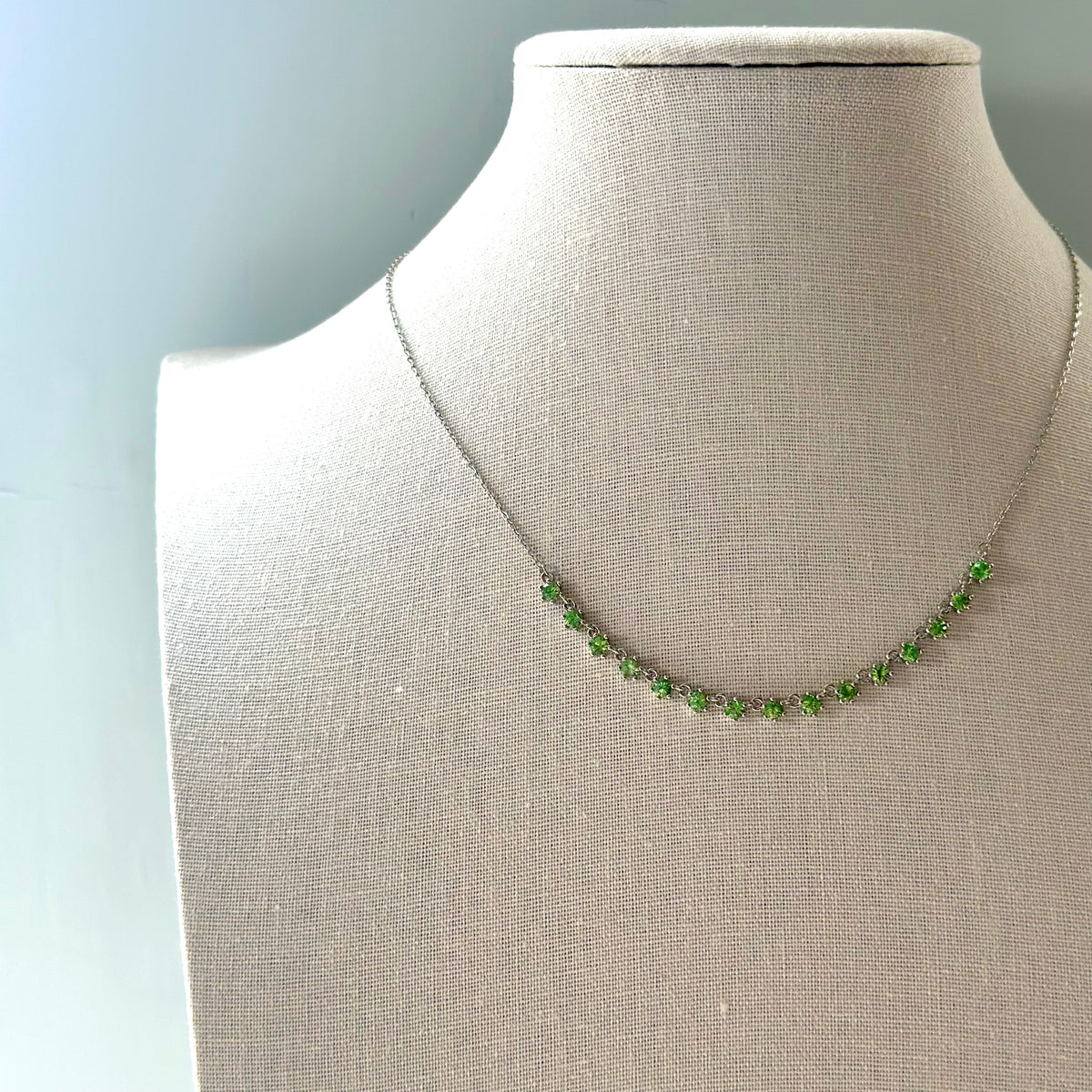 Tsavorite Dangling Sterling Silver Necklace