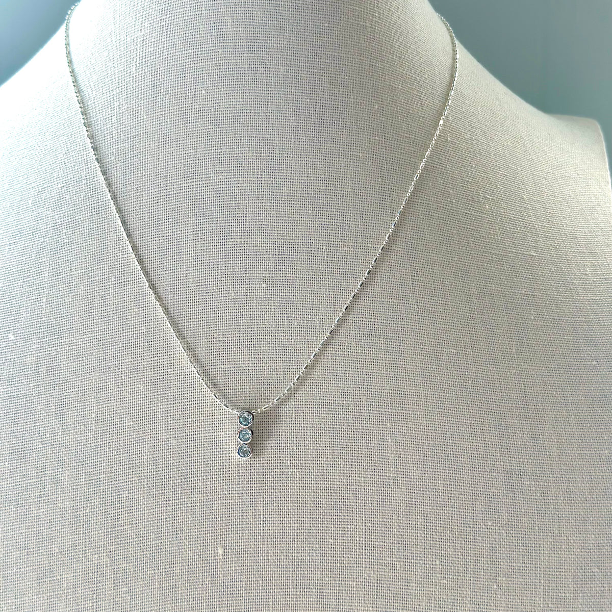Topaz Bezel Drop Sterling Silver Necklace