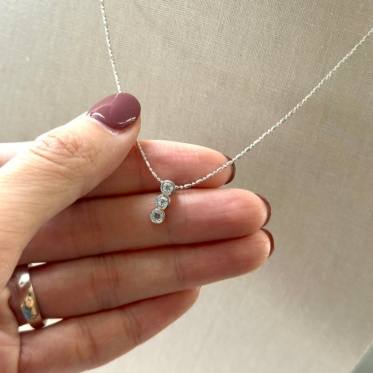 Topaz Bezel Drop Sterling Silver Necklace