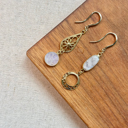 Moonstone Filigree Drop Gold-plated Earring