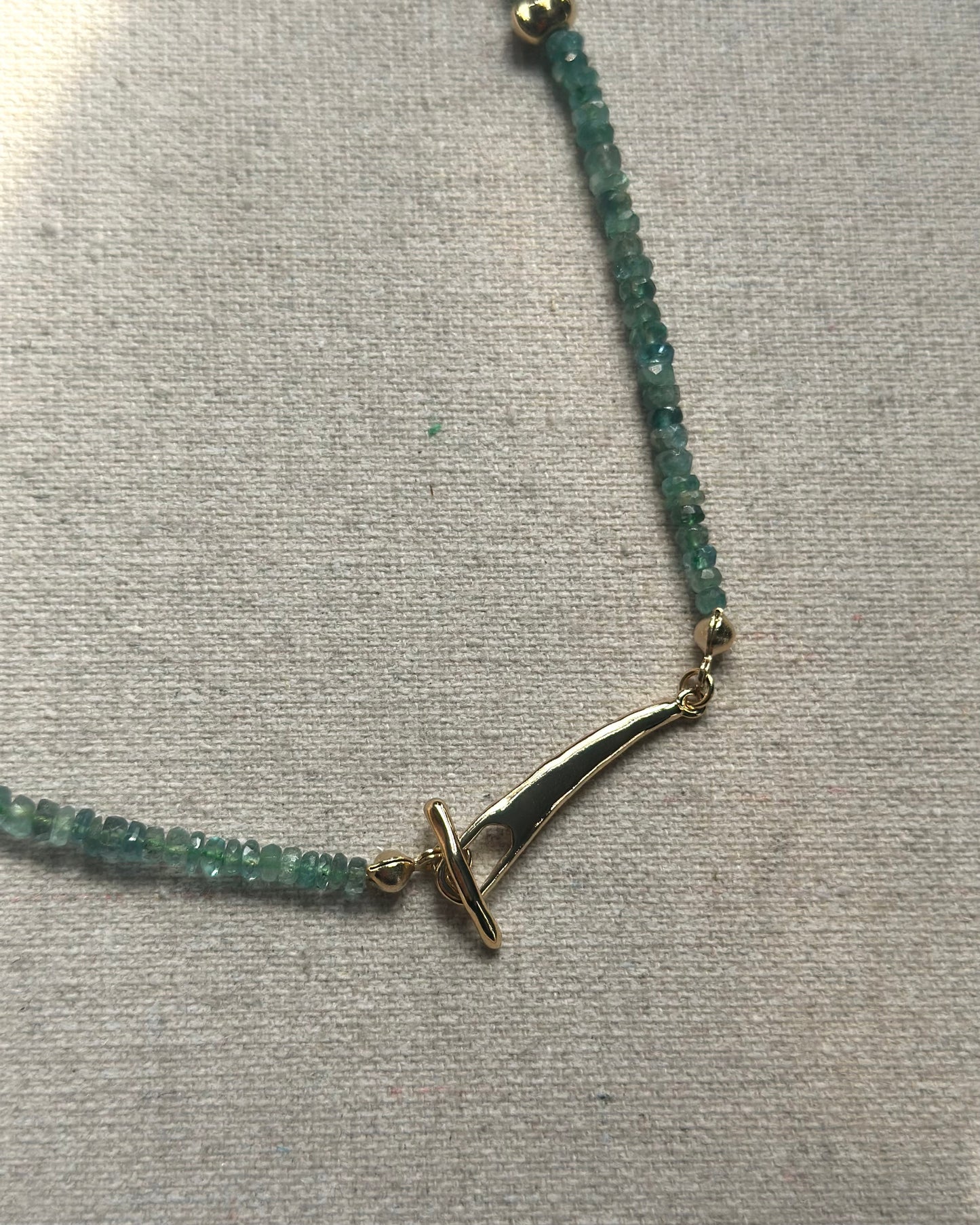 Emerald Beaded Hoop Toggle Necklace