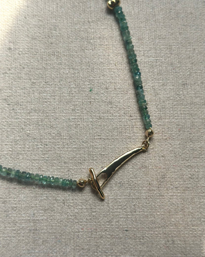 Emerald Beaded Hoop Toggle Necklace