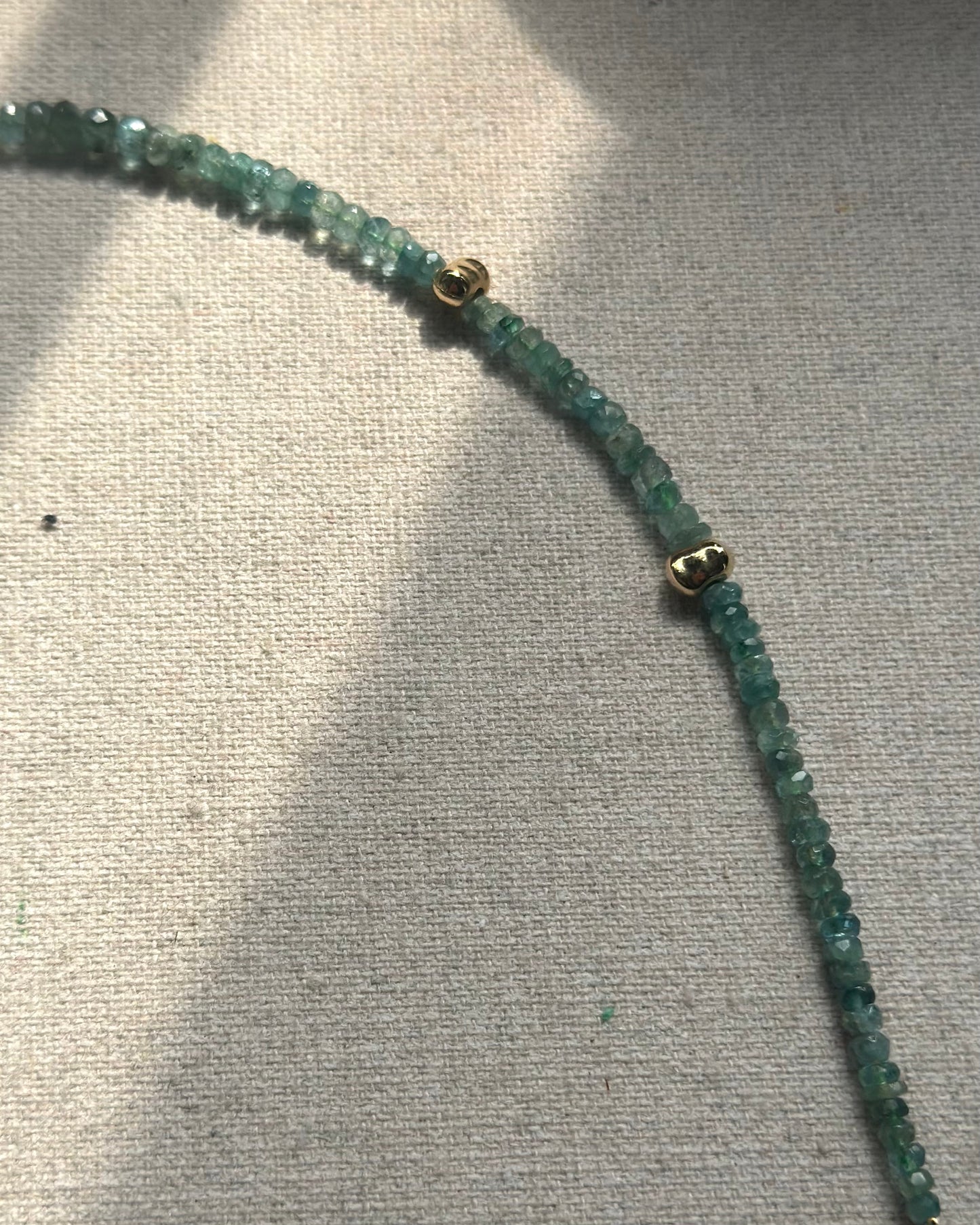 Emerald Beaded Hoop Toggle Necklace