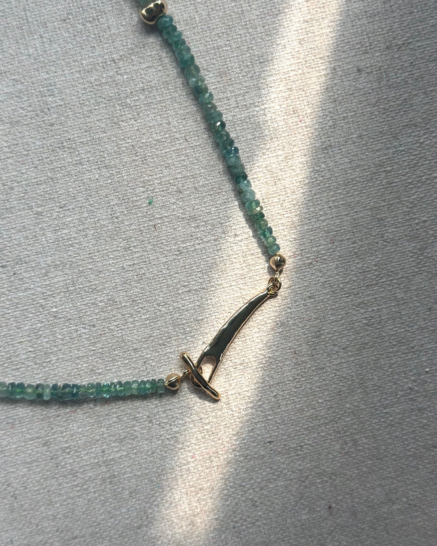 Emerald Beaded Hoop Toggle Necklace