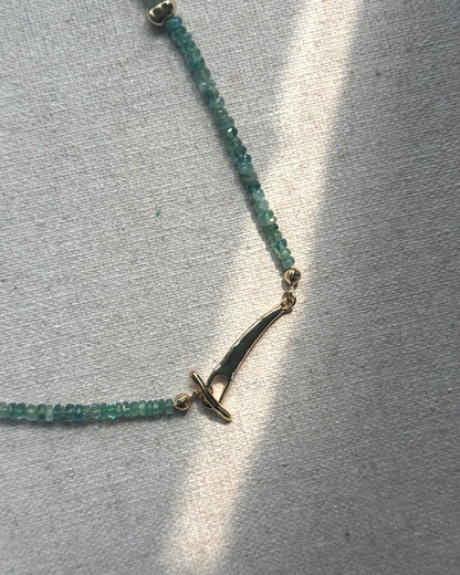 Emerald Beaded Hoop Toggle Necklace