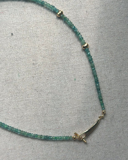 Emerald Beaded Hoop Toggle Necklace
