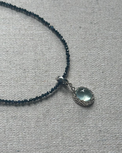 Sapphire Beaded And Detachable Prehnite Necklace