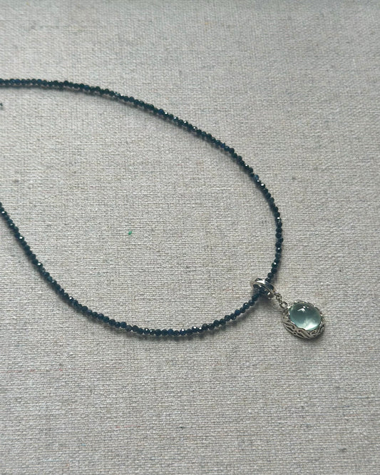 Sapphire Beaded And Detachable Prehnite Necklace