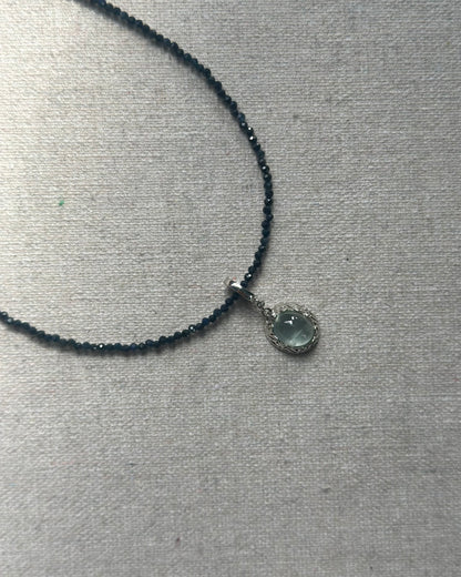 Sapphire Beaded And Detachable Prehnite Necklace