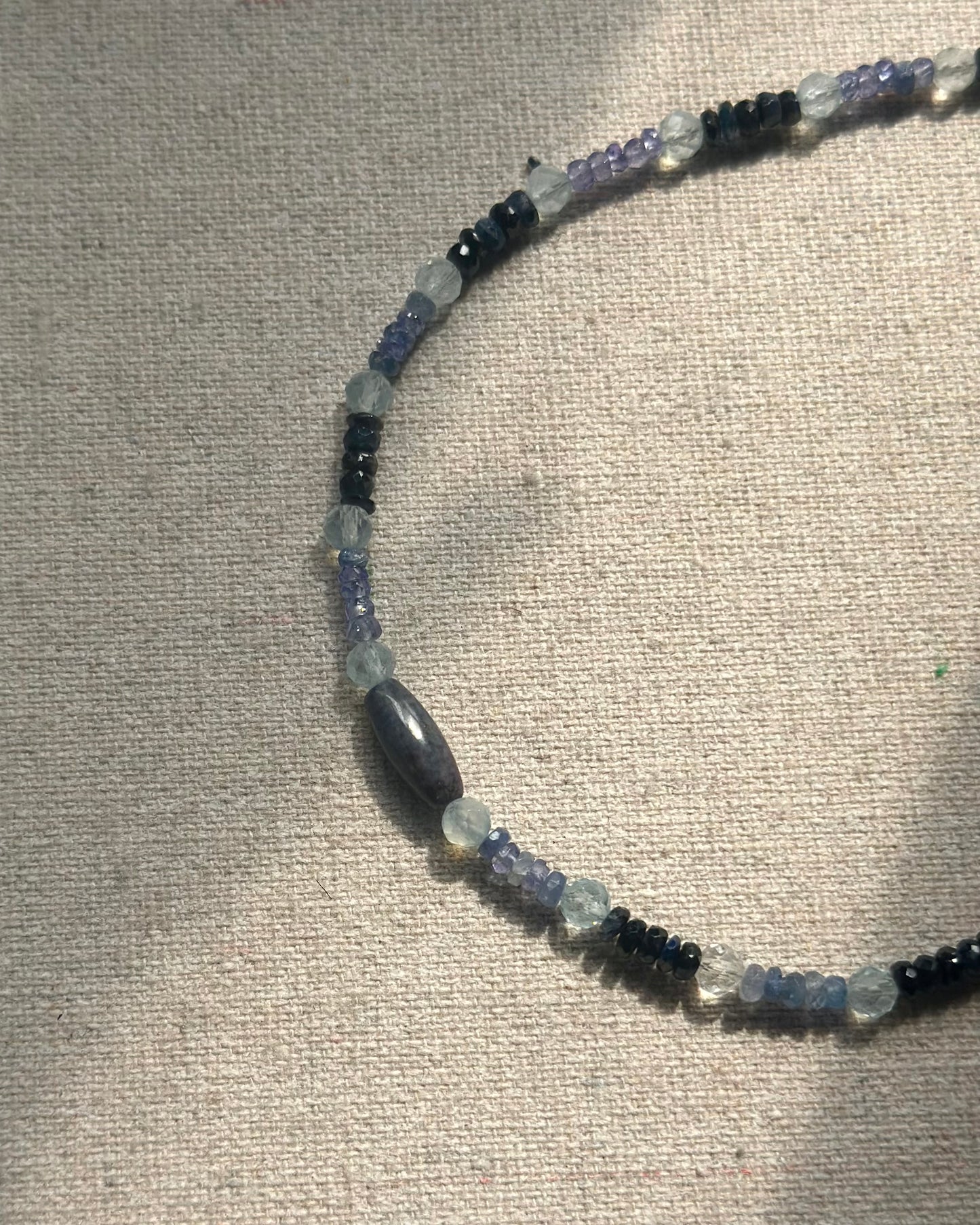 Sapphire Mixed Aquamarine And Lapis Beaded Necklace