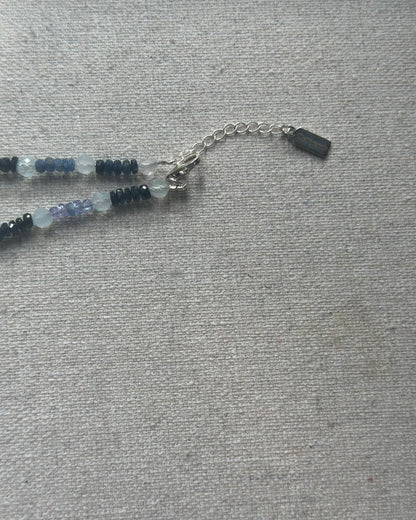 Sapphire Mixed Aquamarine And Lapis Beaded Necklace