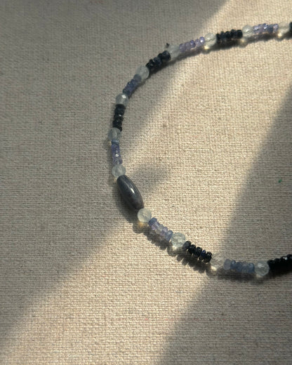 Sapphire Mixed Aquamarine And Lapis Beaded Necklace