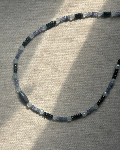 Sapphire Mixed Aquamarine And Lapis Beaded Necklace