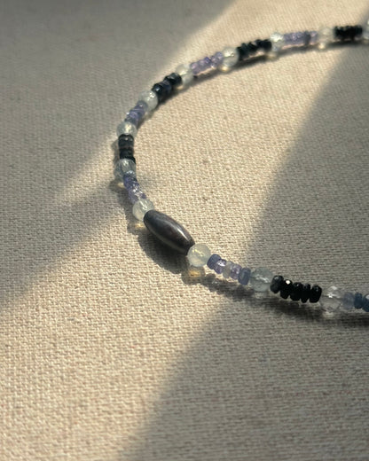 Sapphire Mixed Aquamarine And Lapis Beaded Necklace