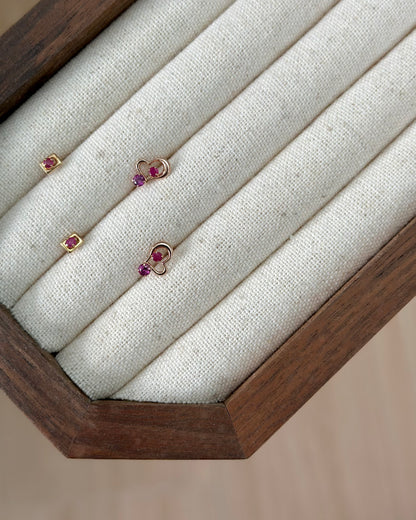 10K Solid Gold Ruby Ear Stud