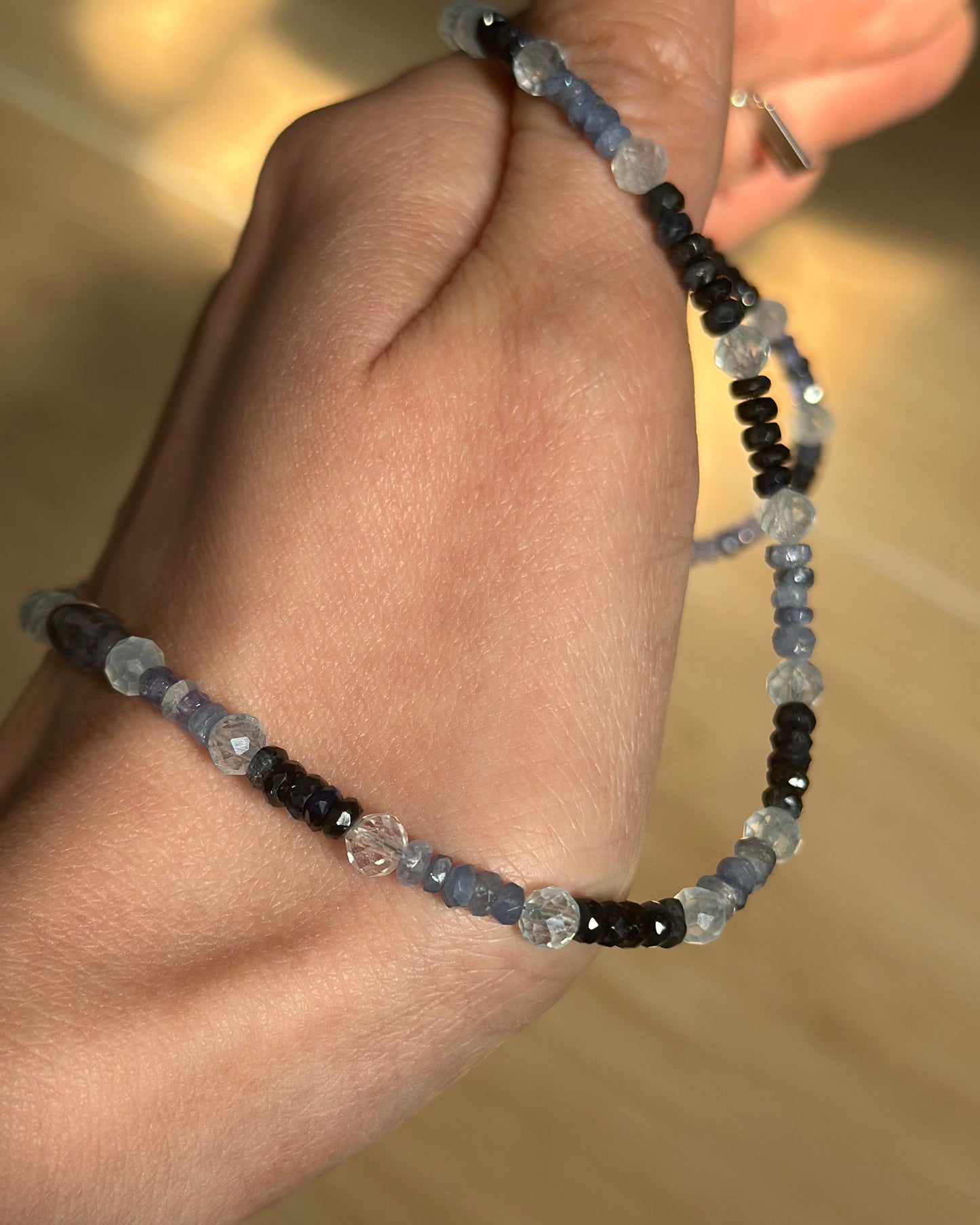 Sapphire Mixed Aquamarine And Lapis Beaded Necklace