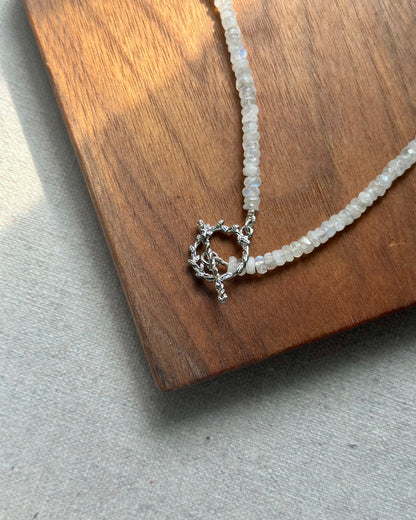 Moonstone Beaded Hoop Toggle Necklace