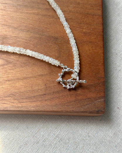 Moonstone Beaded Hoop Toggle Necklace