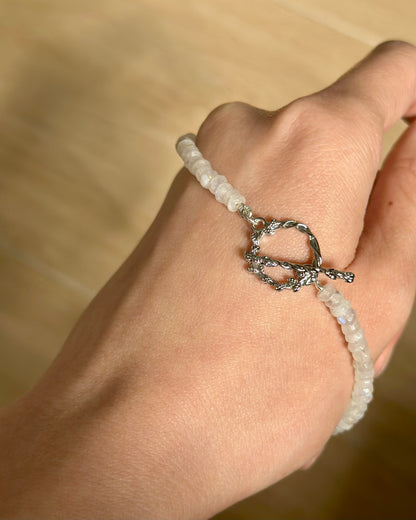 Moonstone Beaded Hoop Toggle Necklace