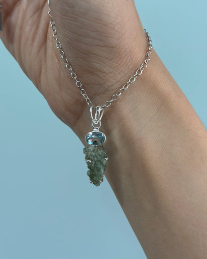 Meteorite And Topaz Sterling Silver Necklace