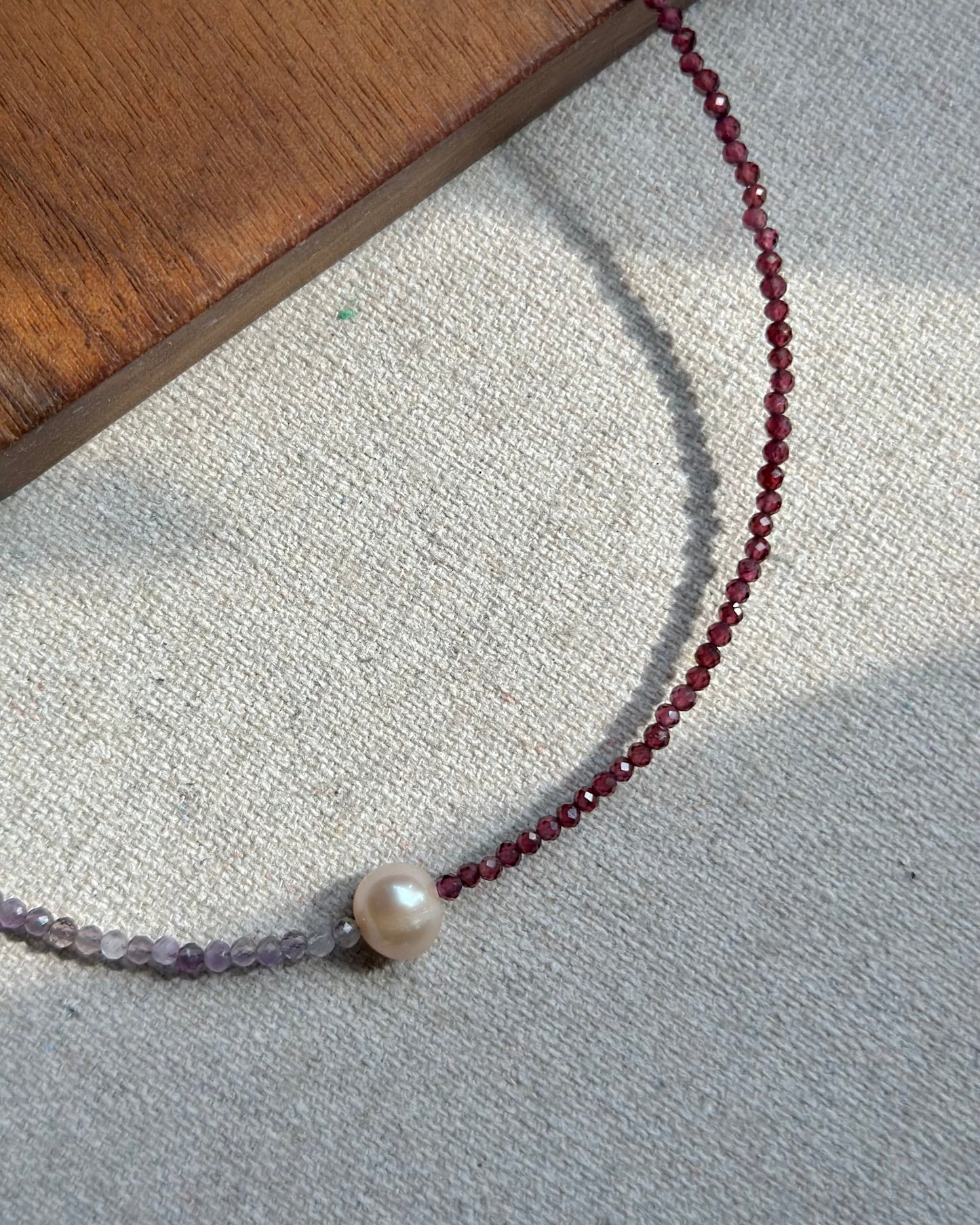 Garnet Mixed Amethyst And Freshwater Pearl Beaded Necklace