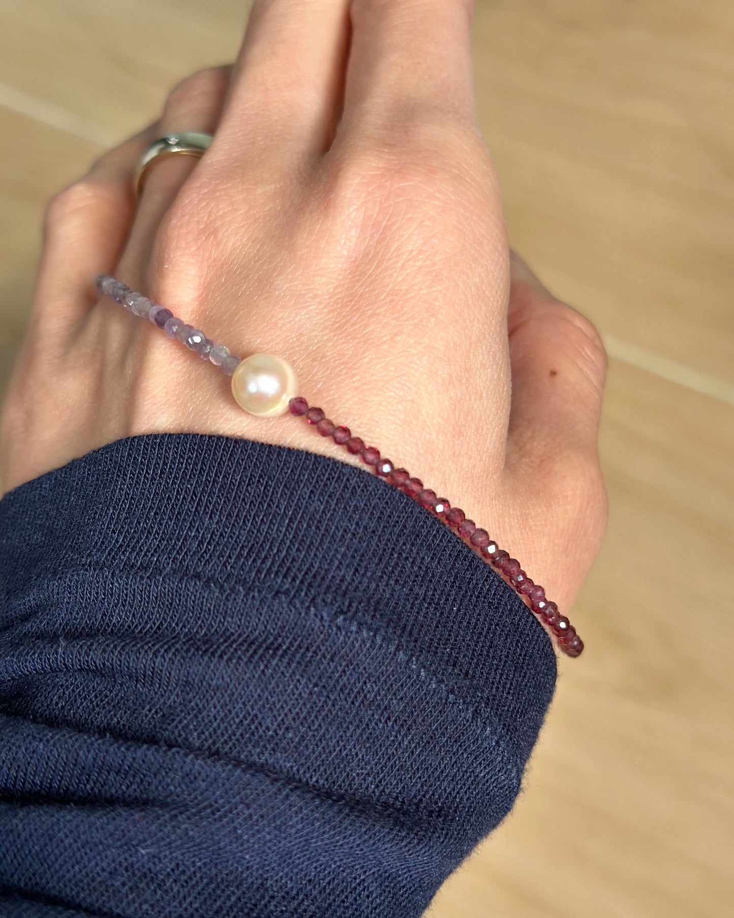 Garnet Mixed Amethyst And Freshwater Pearl Beaded Necklace