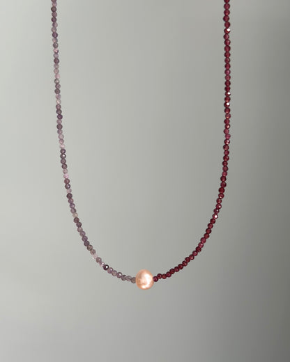 Garnet Mixed Amethyst And Freshwater Pearl Beaded Necklace