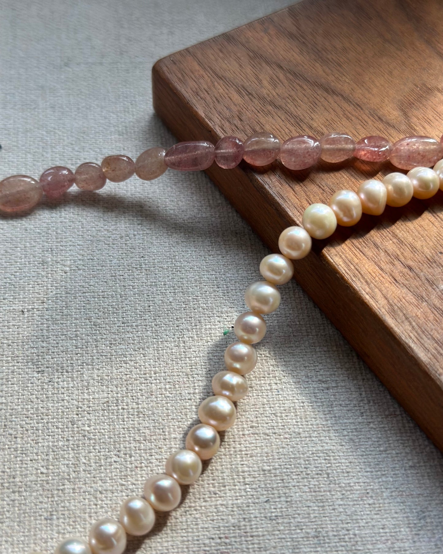 Strawberry Quartz And Freshwater Pearl Beaded Necklace